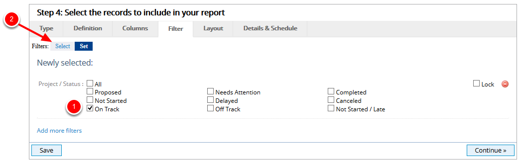 Set Filter Criteria