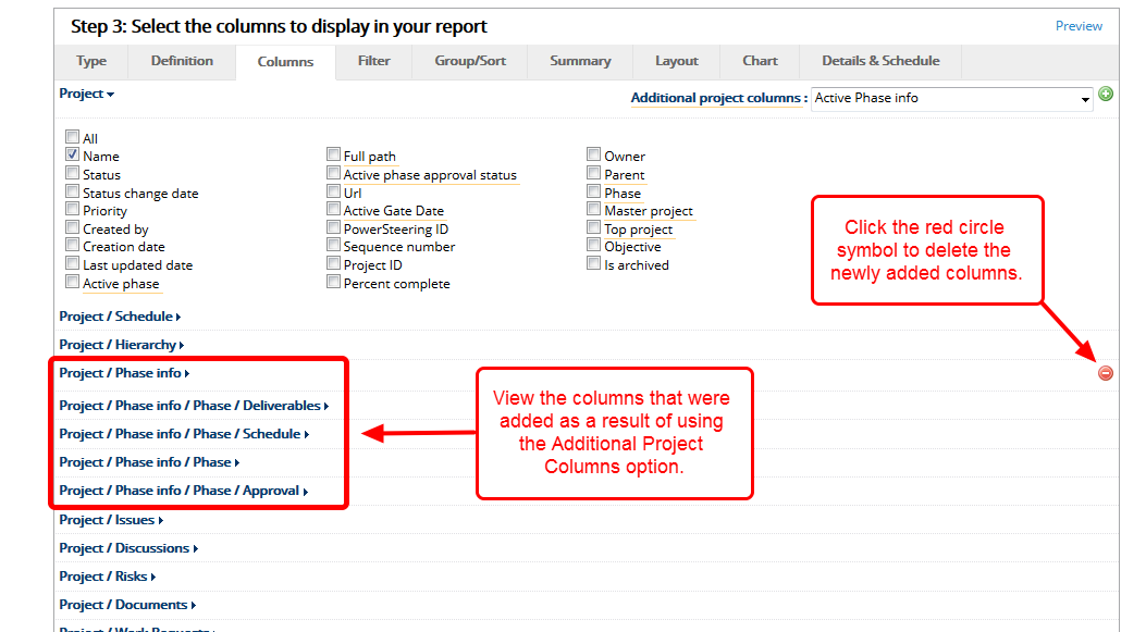 View Added Project Columns