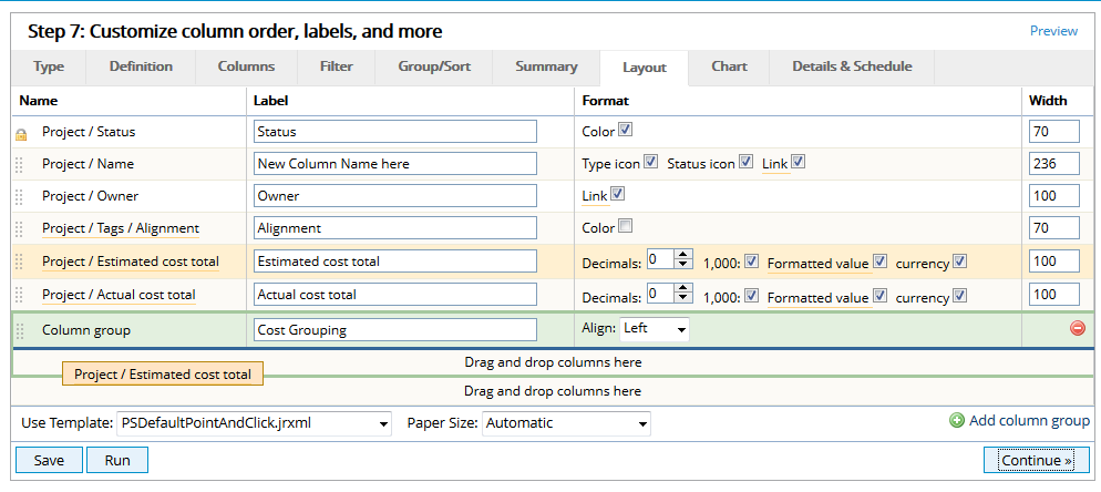 Add Columns to Group