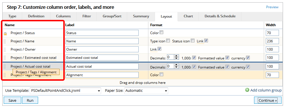 Rearrange Column Order