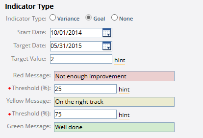 Configure Goal Indicator Settings