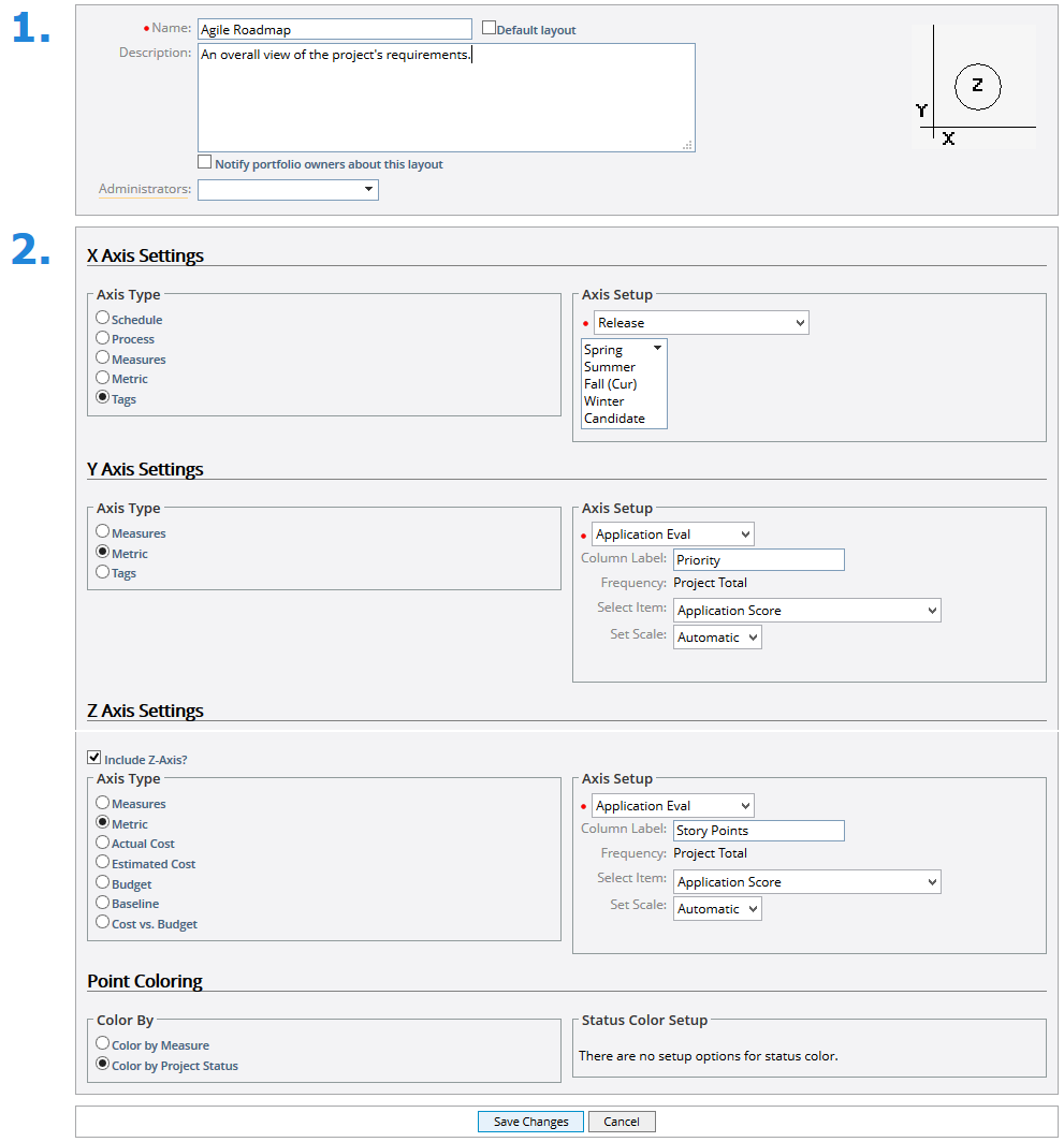 Enter Executive Review Layout Information