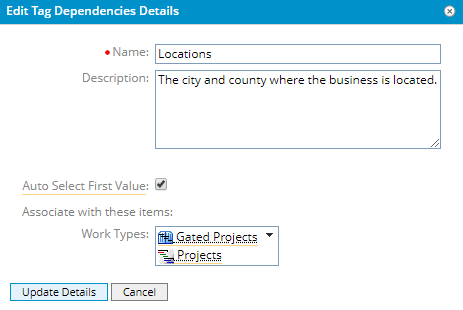 Edit Tag Dependency Details