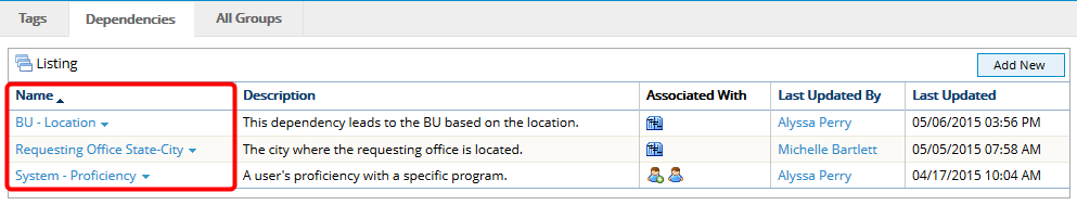 Select Dependency