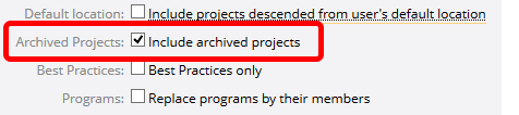 Click Include Archived Projects (Optional)