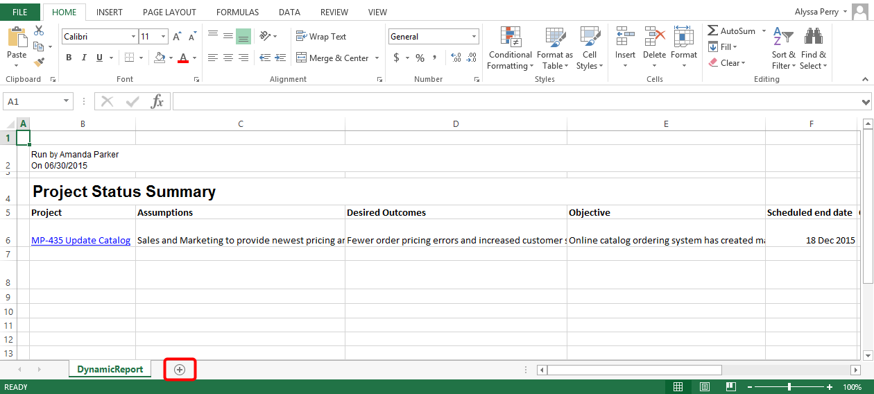 Add Excel Tab