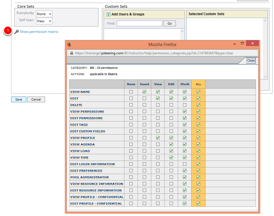 View Permission Matrix