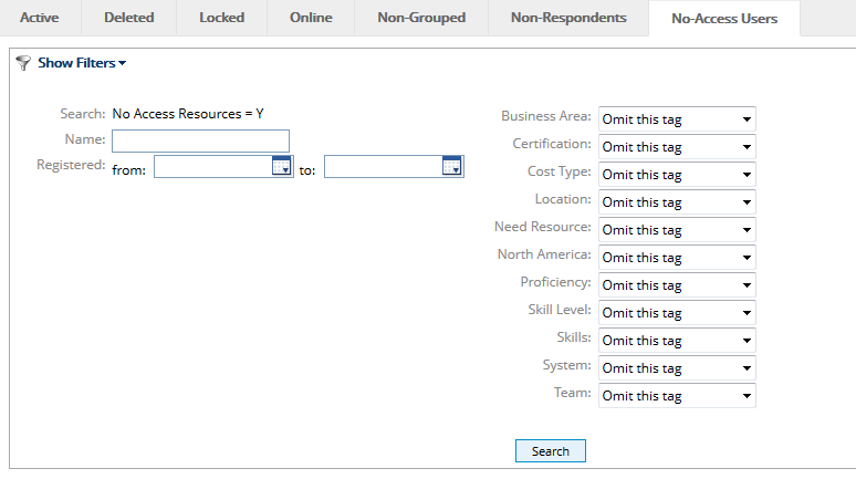 Click No-Access Users Tab