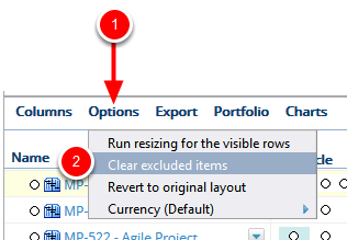 Click Options - Clear Excluded Items
