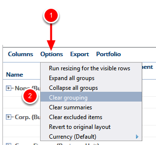 Click Options - Clear Grouping