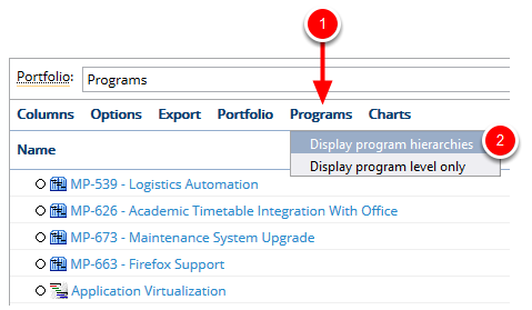 Click Programs - Display Program Hierarchies