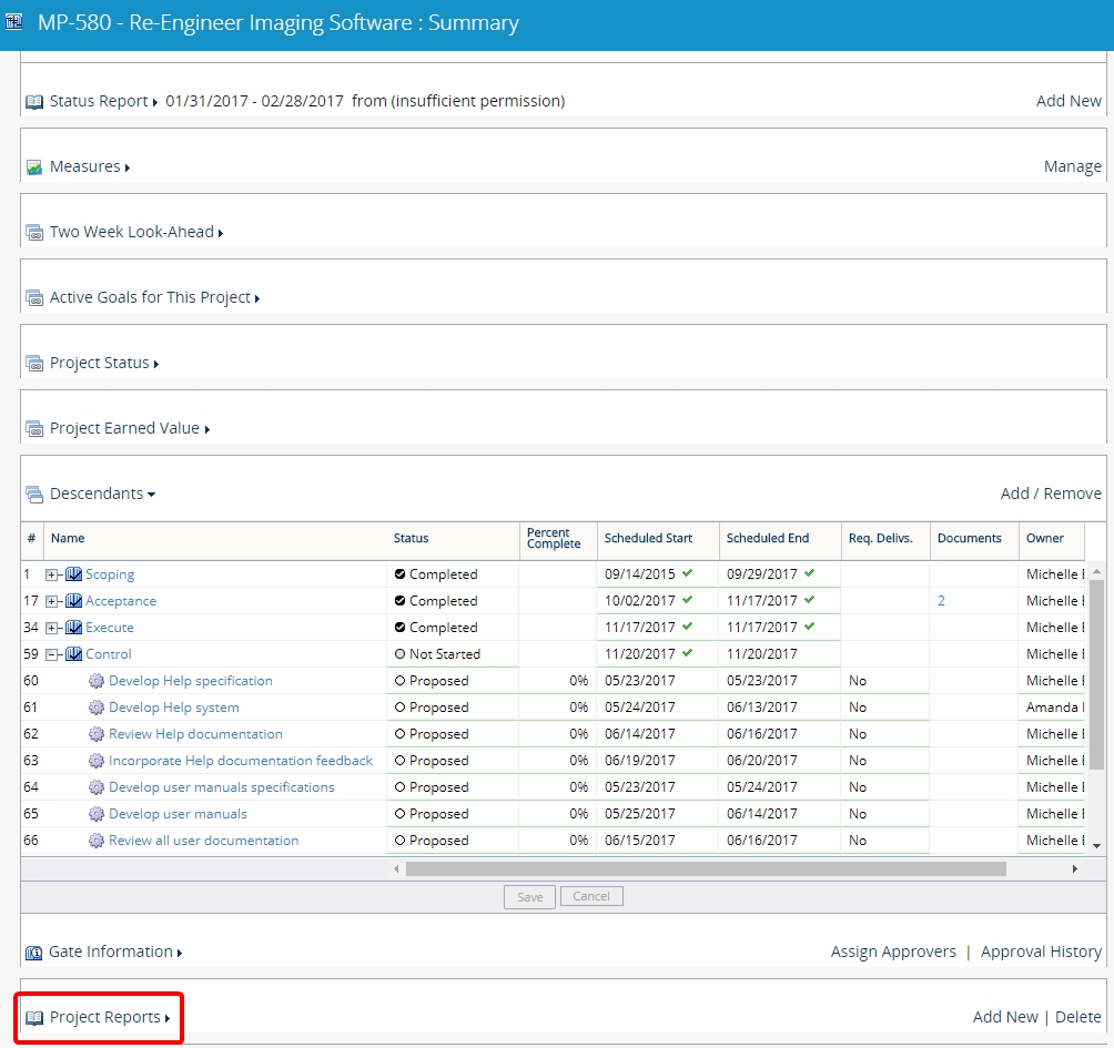 Click Project Reports