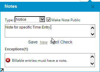 Time Entry Notes Pops Up Completely