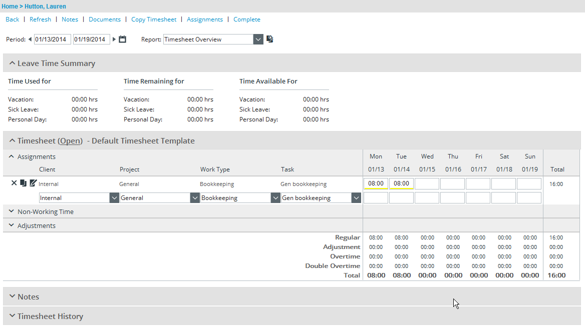 Timesheet Color Change