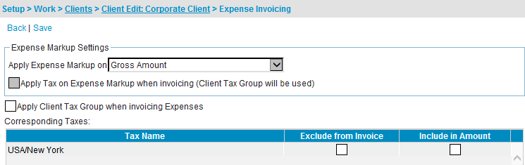 Expense Markup on Expense Net Amount