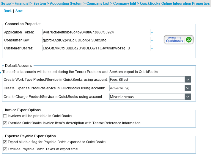 QuickBooks Online Integration