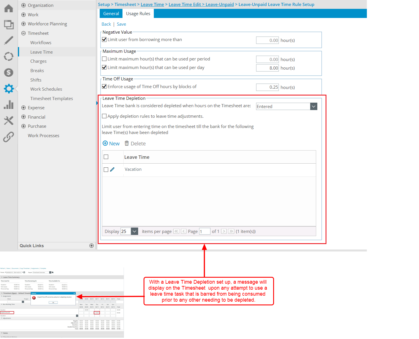 Leave Time Dependency