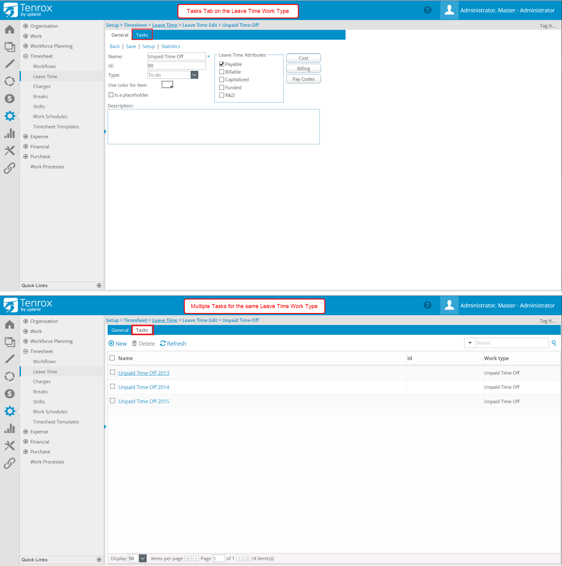 Multiple Leave Time Tasks