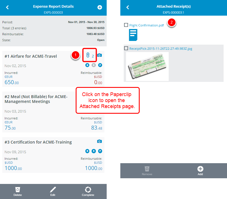 Quick View of Receipts