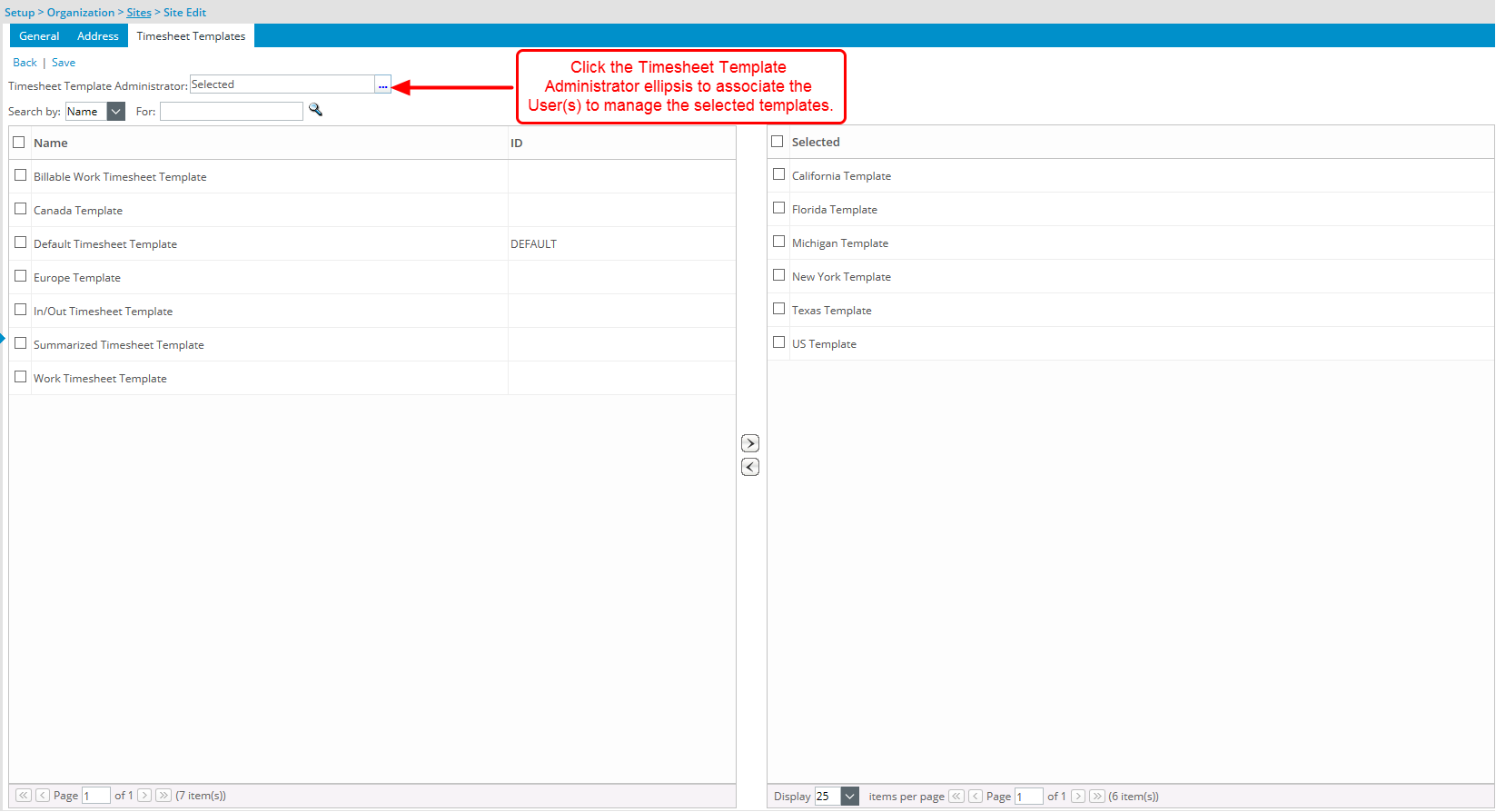 Timesheet Template Administrator