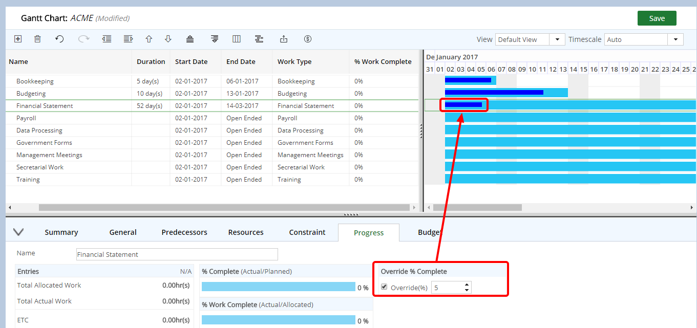 Override Percent Complete of Tasks/Summary Tasks