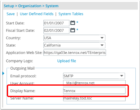 Email Notification Display Name