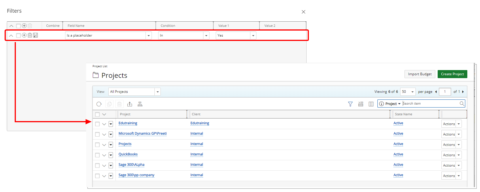 Placeholder filter