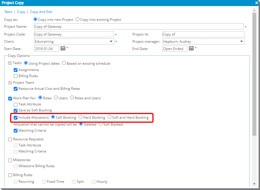 Copy Work Plan without copying Allocations.