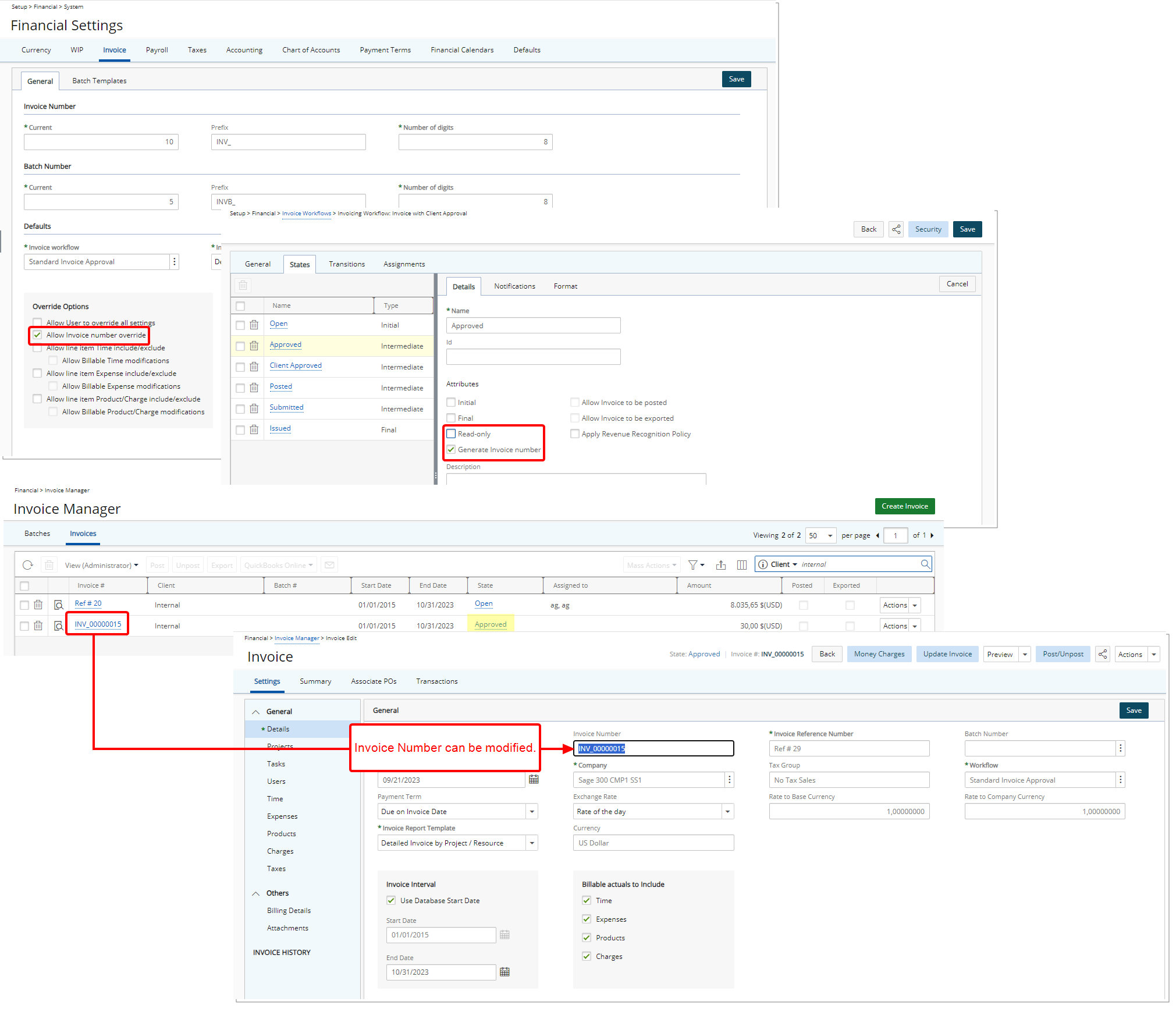 Modify auto-generated Invoice numbers