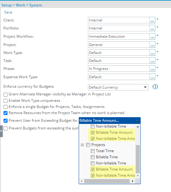 Administrators can set a default value for these settings from System Setup
