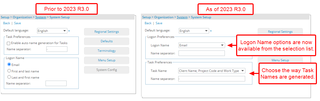 Configuration options for Task Names