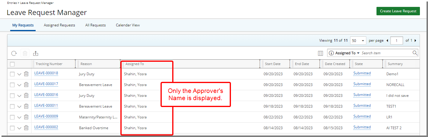 Show only the Approver’s Name