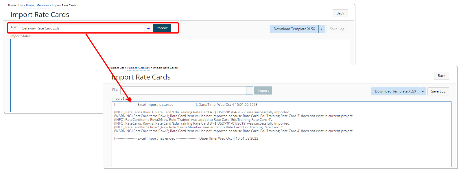 Select the Excel file and then Import