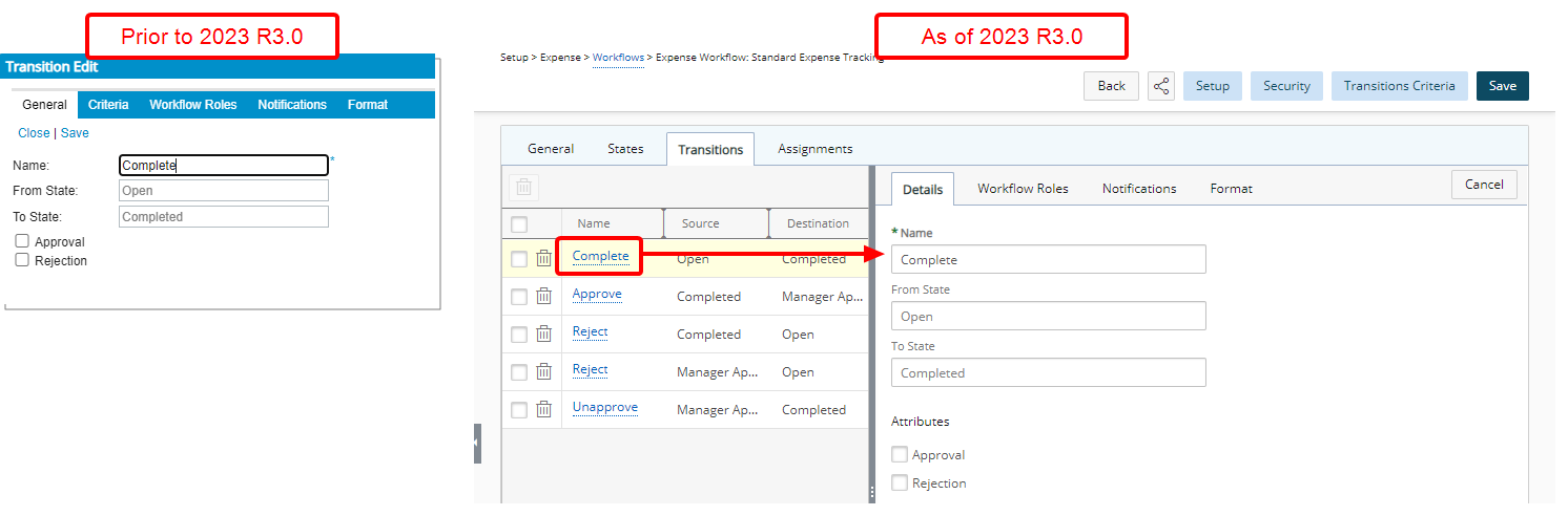 Redesigned Transition Details