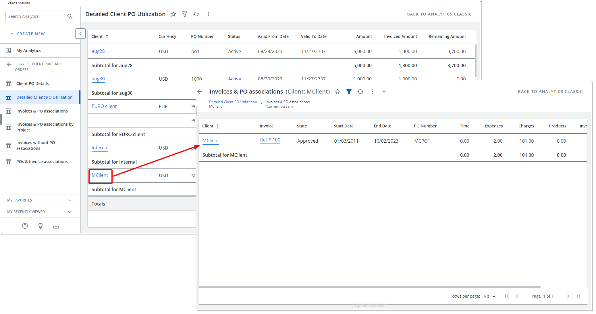 Detailed Client PO Utilization