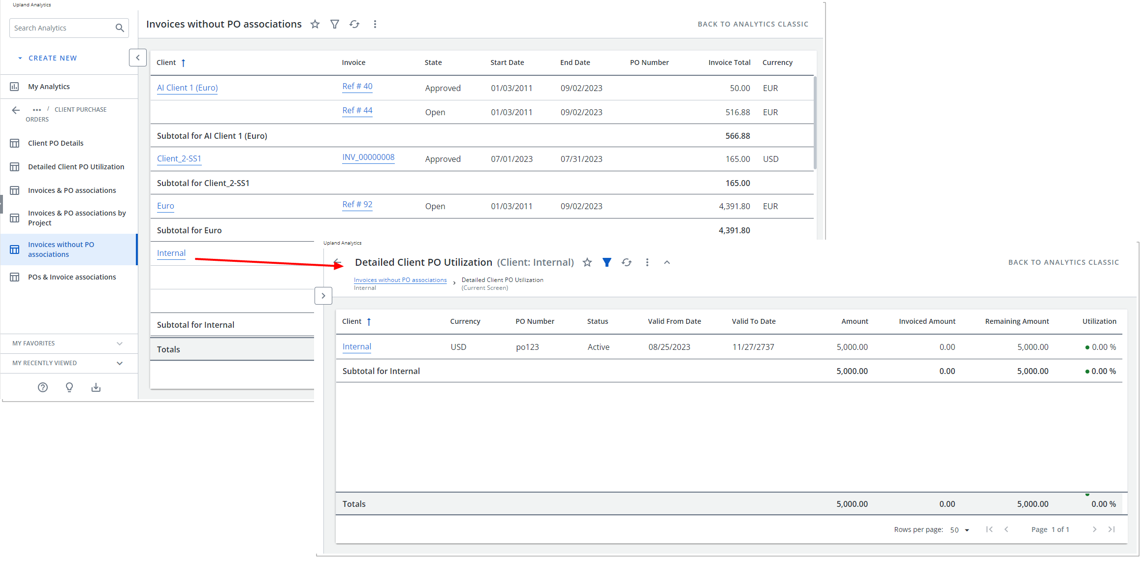 Invoices without PO associations