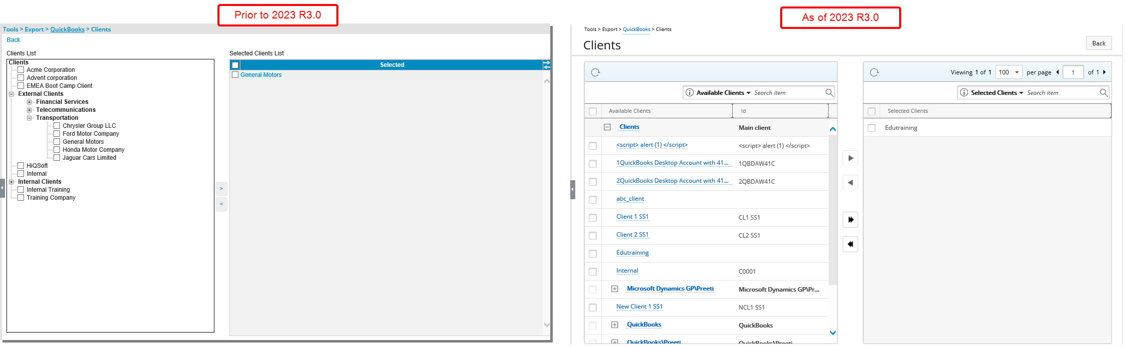 Improved Export pages