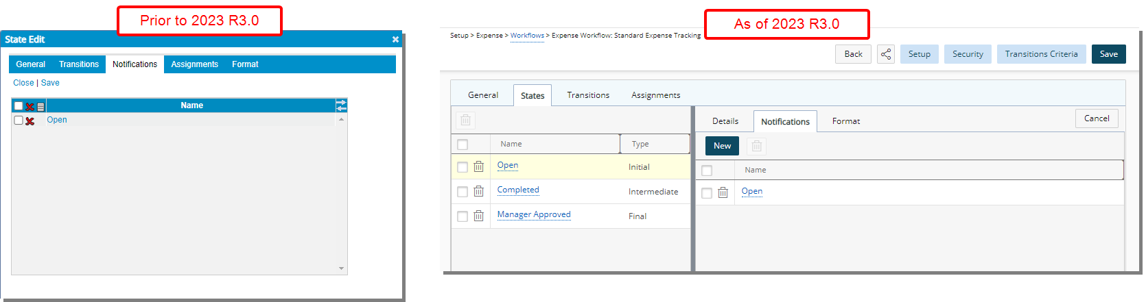 Redesigned Notifications sub-tab