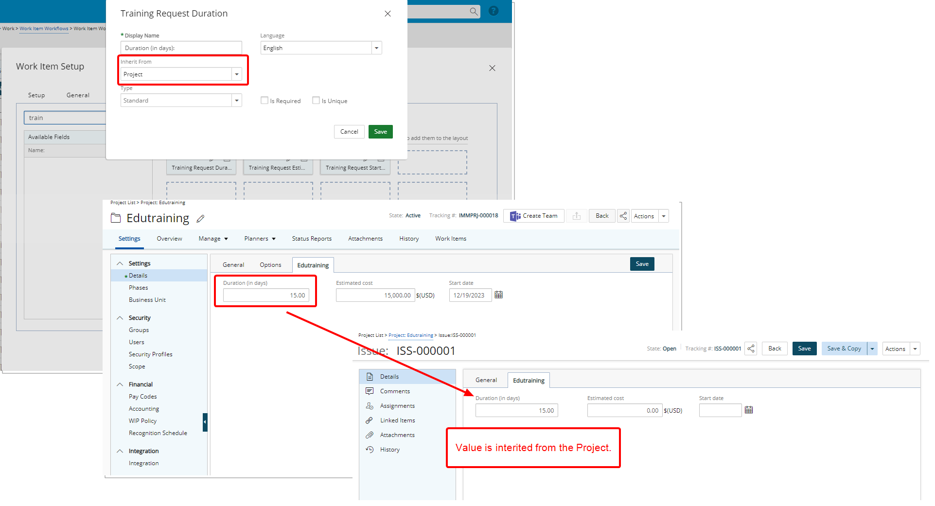 Inherit User Defined Field value from Project