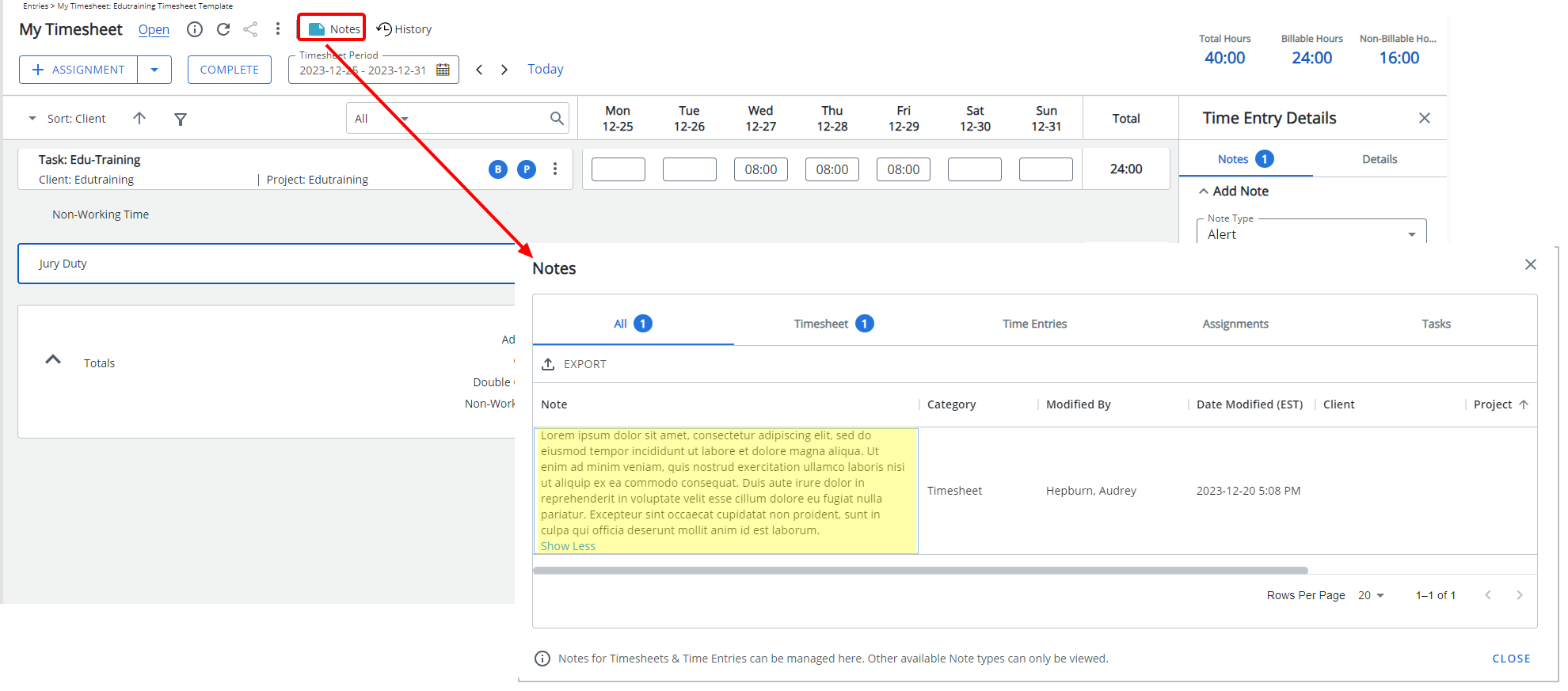 Improved Note readability