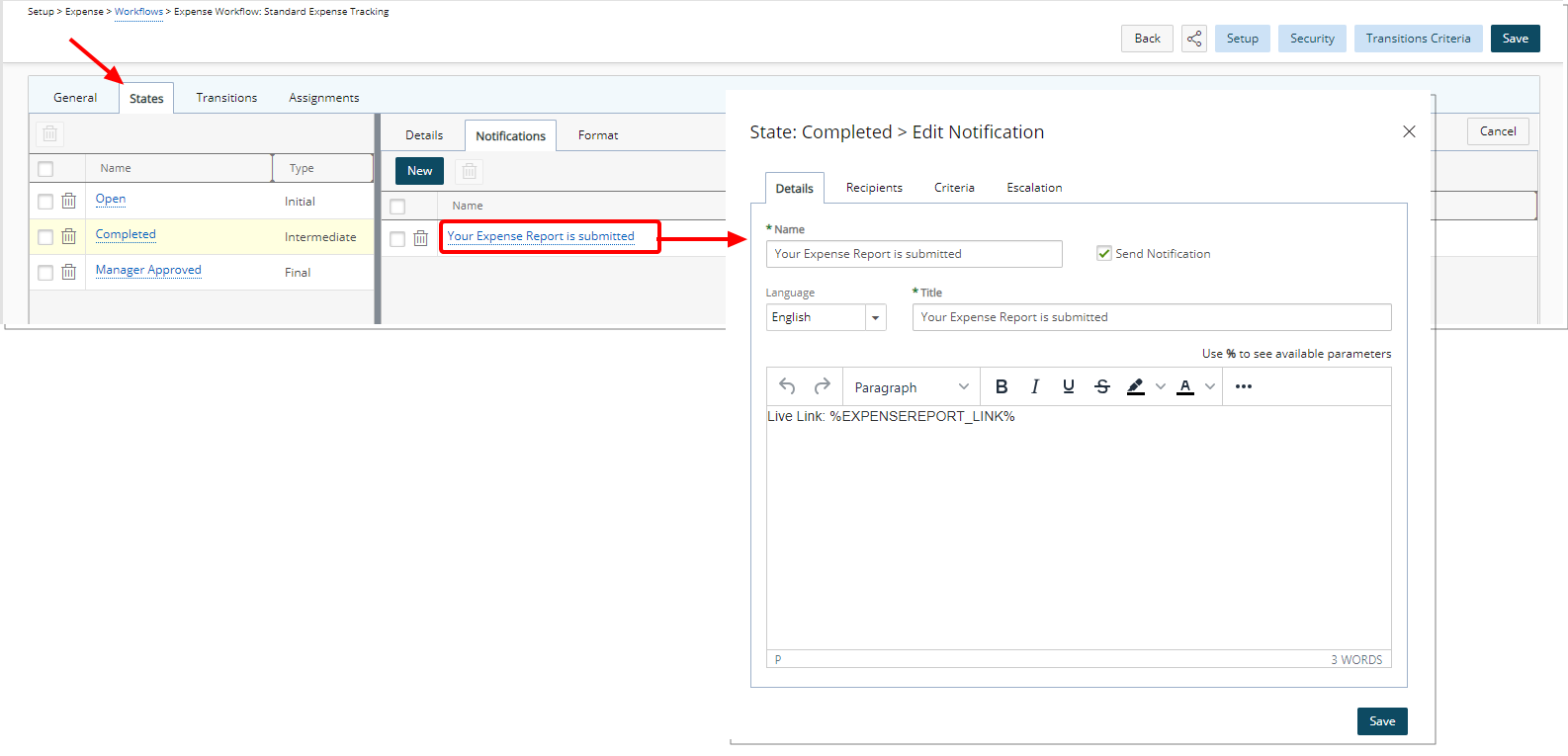 Push notifications for Expenses and Timesheets