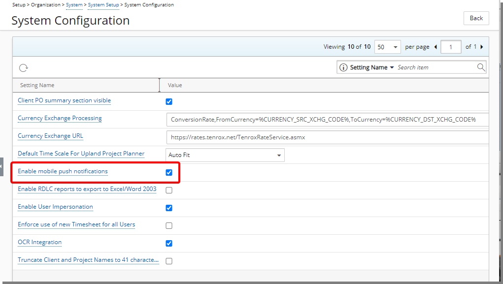 Enable Mobile push notifications