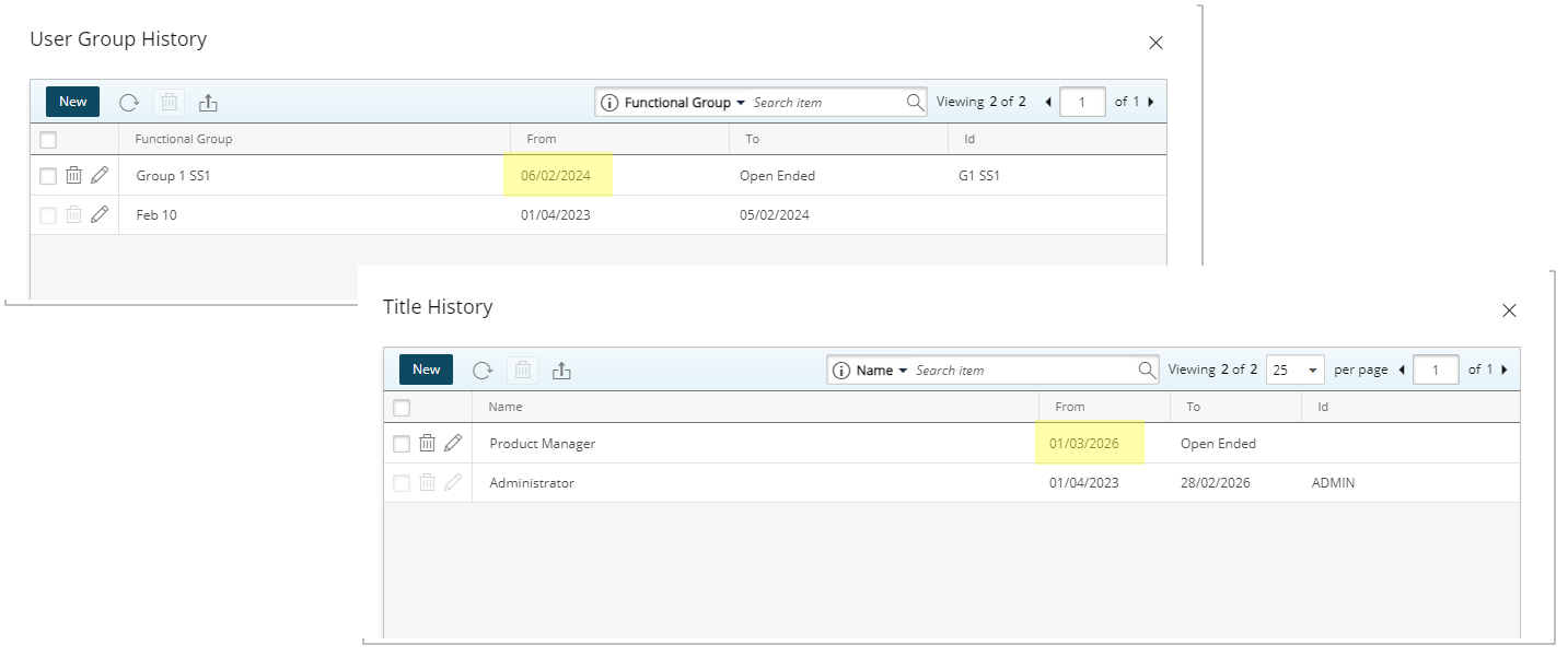 Future-Dated User Title and Functional Group Updates