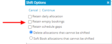 Retain empty bookings