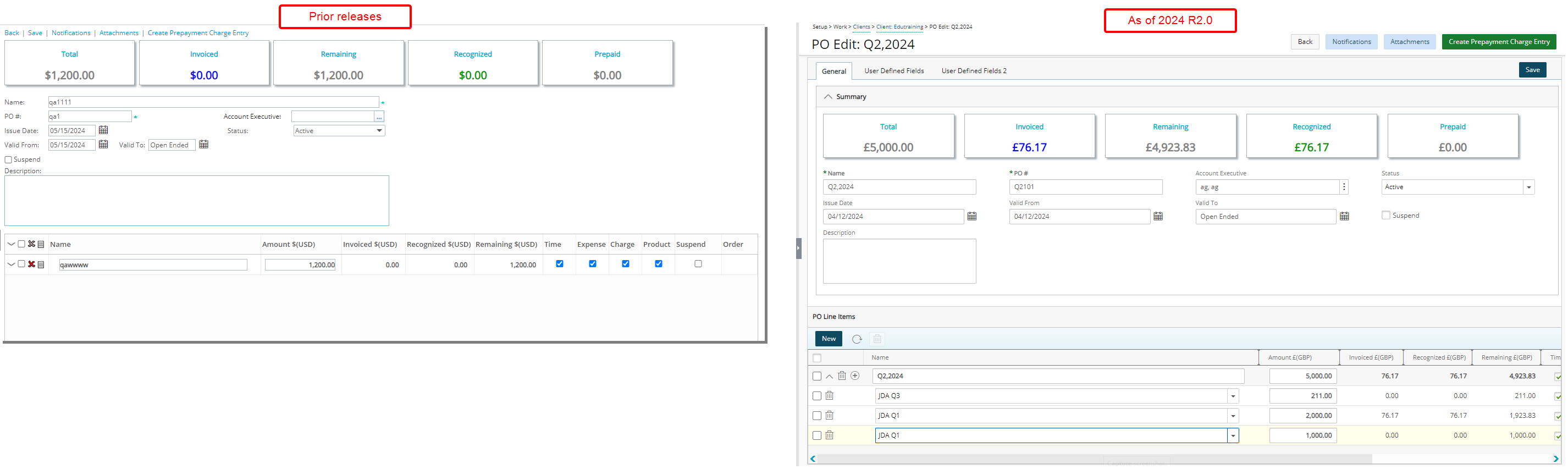 Improved Client POs Page