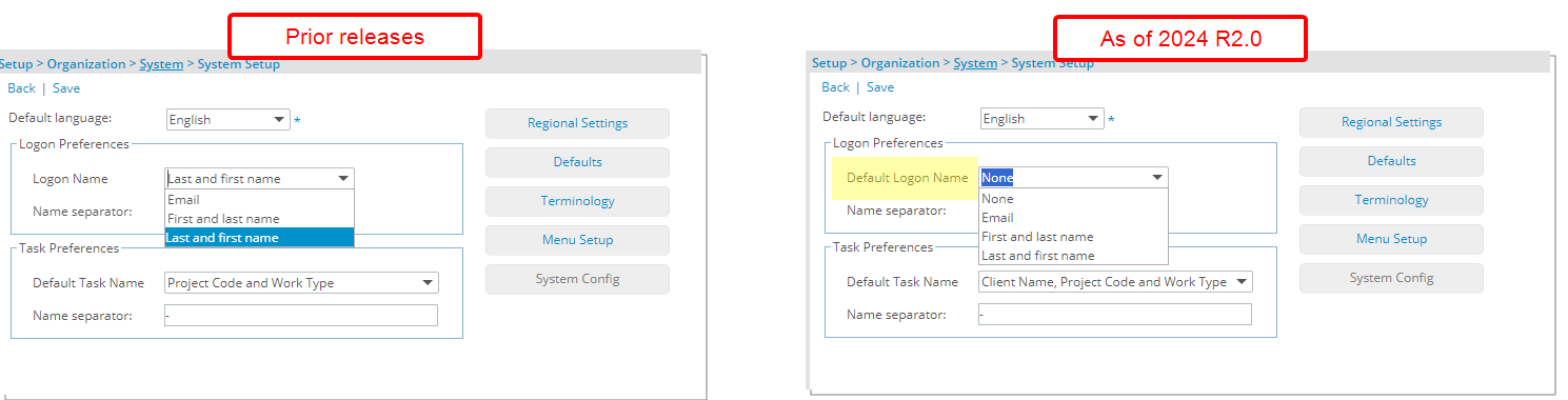 Enhancements to Logon Preferences in System Setup