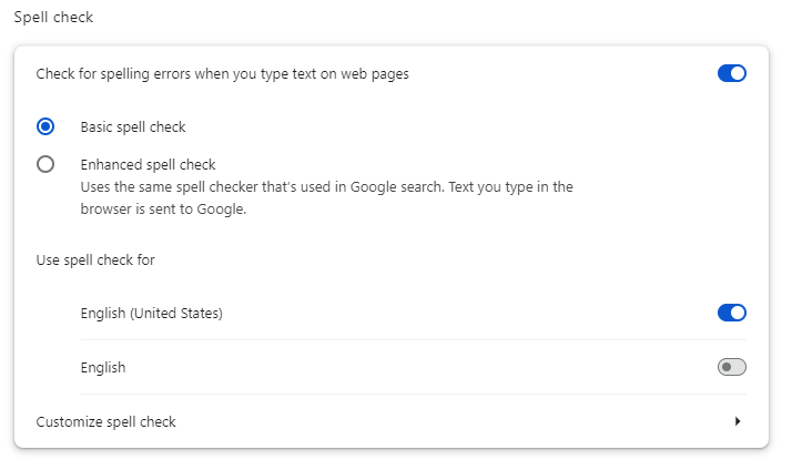 Enable the built-in spell checker in Chrome