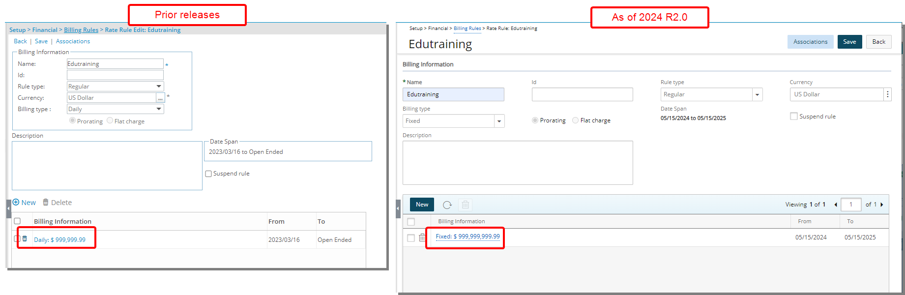 Increased Maximum Value for Cost/Billing