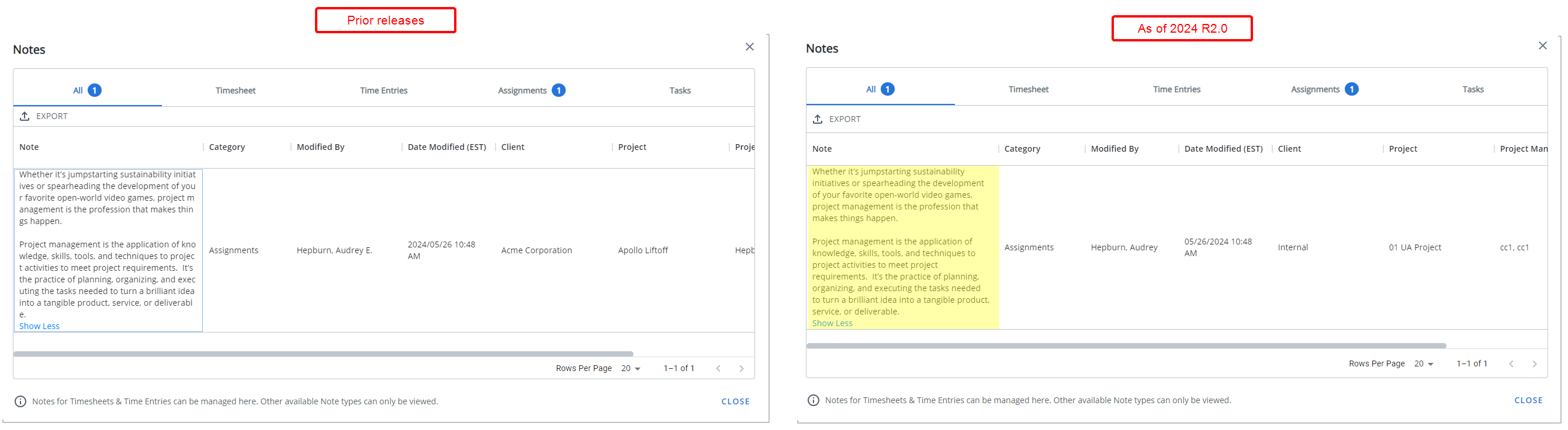 Improved Note readability