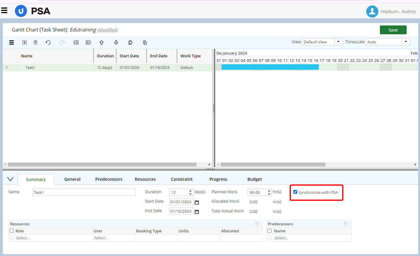 Synchronize UPP Tasks In PSA